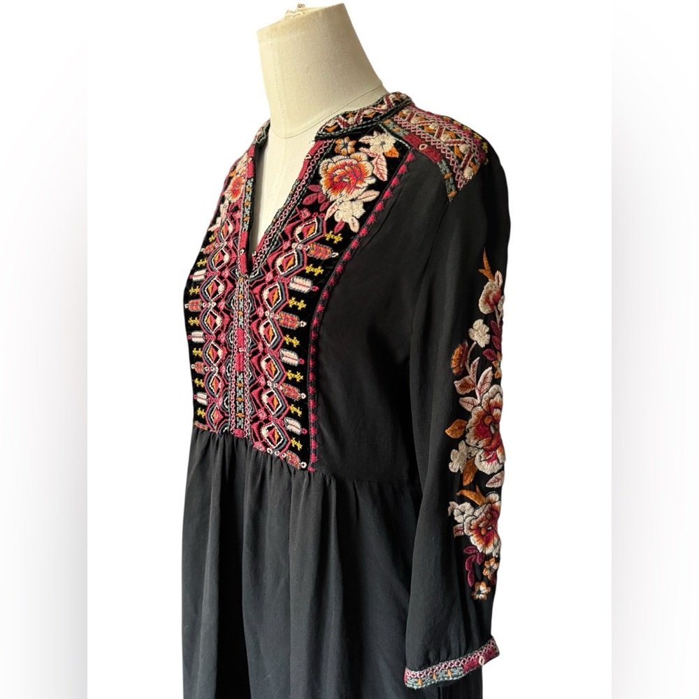 Johnny Was Black Embroidered Mini Dress - Picture 3 of 10